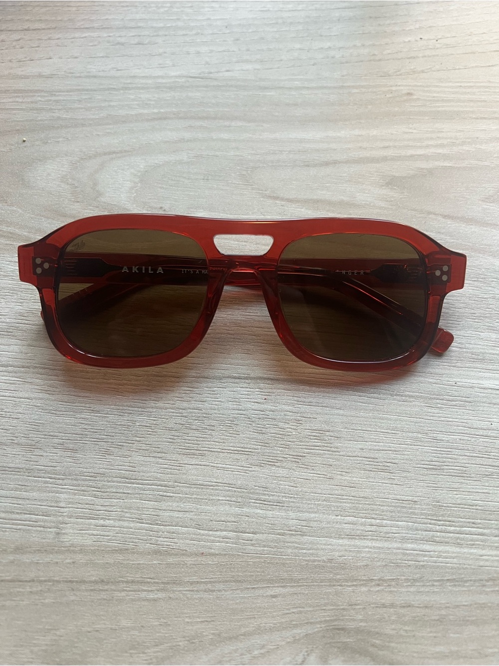 AKILA Dillinger red 70s-inspired aviator sunglasses